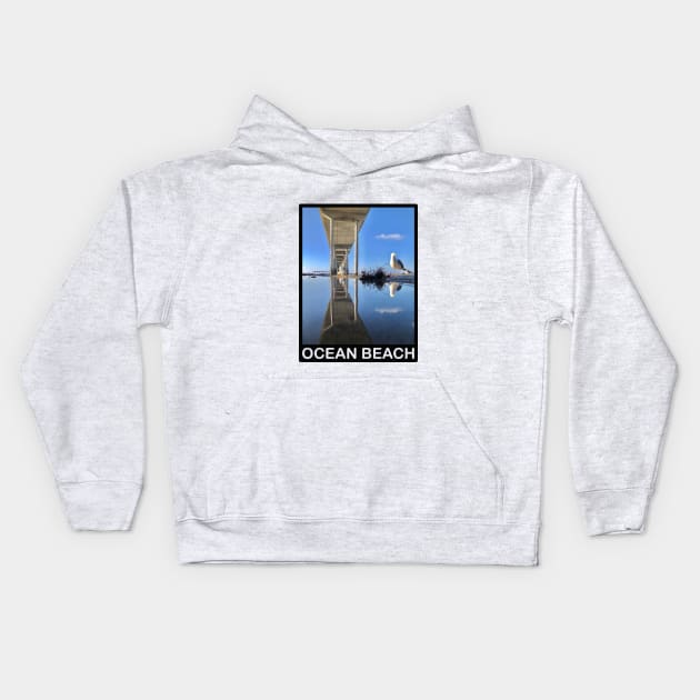 Ocean Beach Pier White Kids Hoodie by EnolaReven